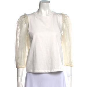 Sea puff sleeved crop ivory top